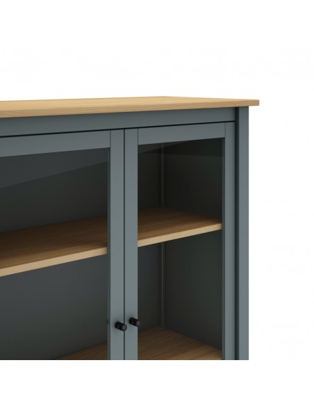 Vitrina mediterráneo MISTI 90 x 110, madera pino encerada y verde