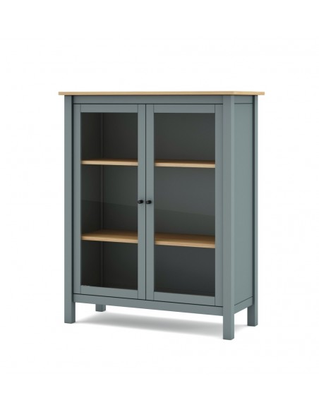 Vitrina MISTI Mediterrâneo 90 x 110, madeira de pinho encerada e verde