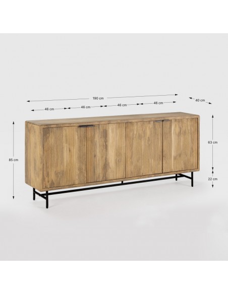 APARADOR étnico MUNDRA 190 x 40, MADERA de MANGO y METAL.