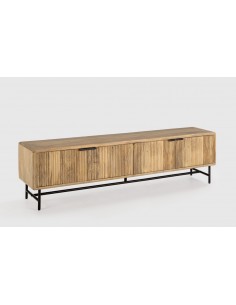 MUEBLE TV étnico MUNDRA 190 x 40, MADERA MANGO y METAL negro
