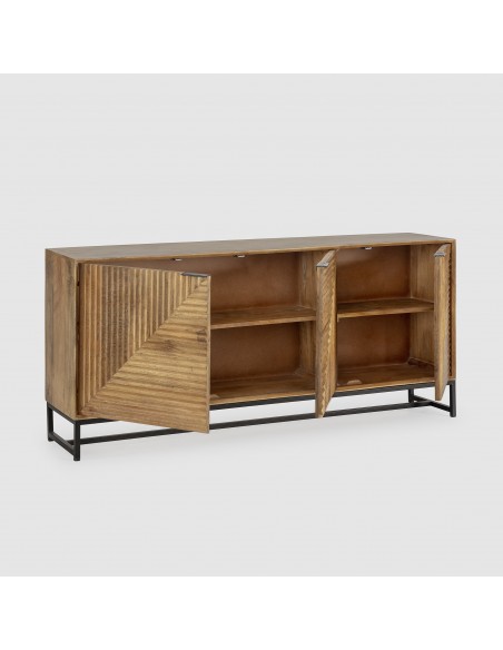 Aparador étnico Nereida 170 x 40 x 79, madera mango y metal negro