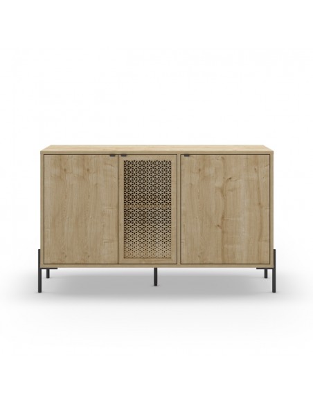 Aparador estilo rústico INCA 125 x 40 x 80, 3 puertas, melamina roble