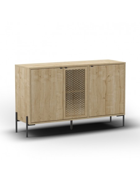 Aparador estilo rústico INCA 125 x 40 x 80, 3 portas, melamina carvalho