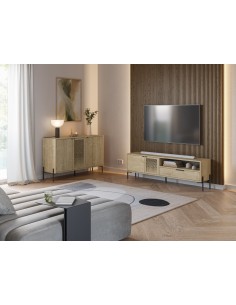 Mueble de TV estilo rústico INCA 164 x 35 x 50, 2 puertas... 2
