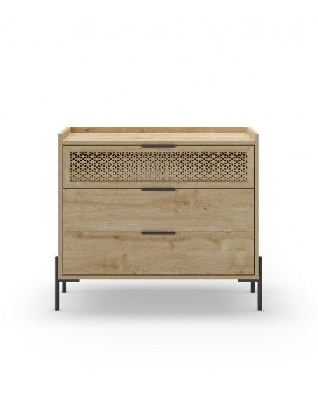 Comoda estilo rústico INCA 90 x 40 x 80, 3 cajones color roble