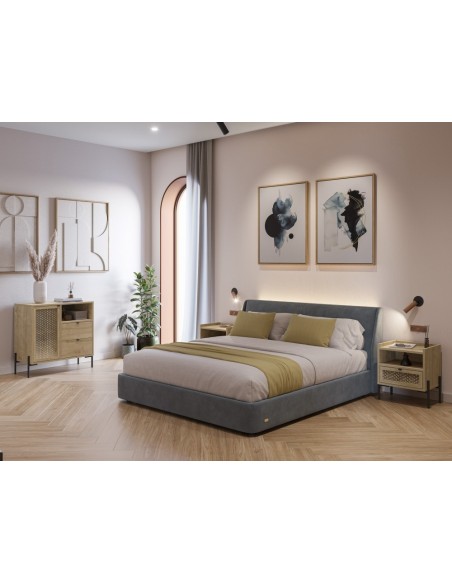 Comoda estilo rústico INCA 84 x 40, 1 puerta y 2 cajones color roble