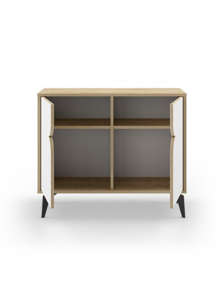Aparador moderno 95 x 79 NOLA 2 puertas, color roble y blanco