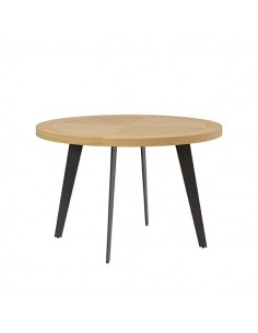 Mesa redonda AMANDA 100 cm, chapa de roble y metal negro