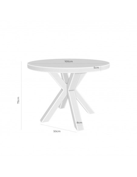 Mesa redonda ARGO 100, chapa de roble y metal blanco