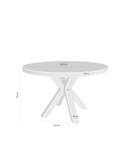 Mesa redonda BEVERLY 120, chapa de roble y metal negro