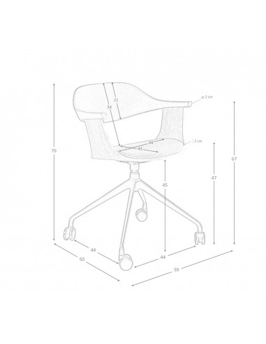SILLA OFICINA GIRATORIA chapa roble con TELA...
