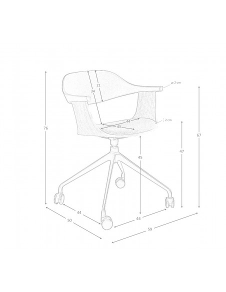 SILLA OFICINA GIRATORIA chapa roble con TELA GRIS Y PVC NEGRO