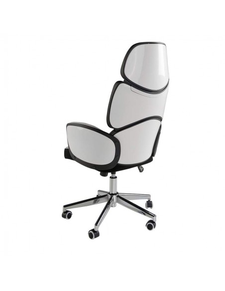 Silla oficina Angel Cerdá 4142, giratoria tela gris claro y pvc blanco brillo