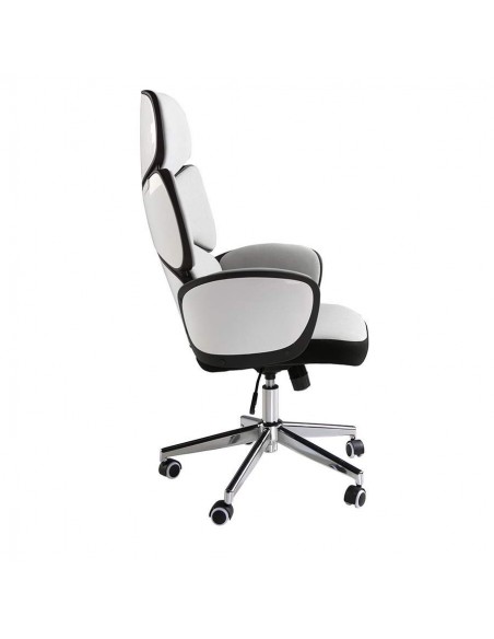 Silla oficina Angel Cerdá 4142, giratoria tela gris claro y pvc blanco brillo