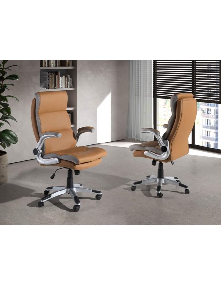 Silla oficina giratoria Angel Cerdá 4141, polipiel marrón