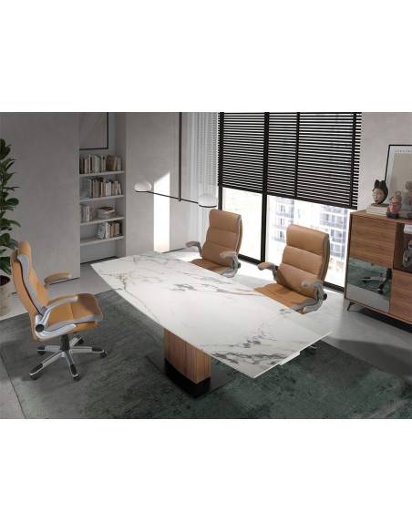 Silla oficina giratoria Angel Cerdá 4141, polipiel marrón