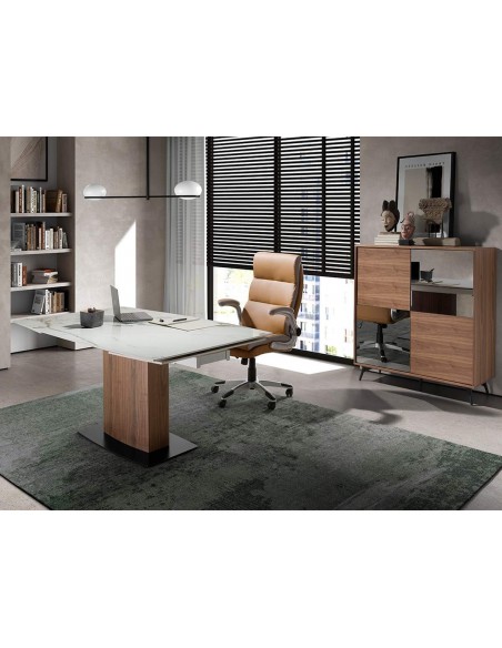 Silla oficina giratoria Angel Cerdá 4141, polipiel marrón