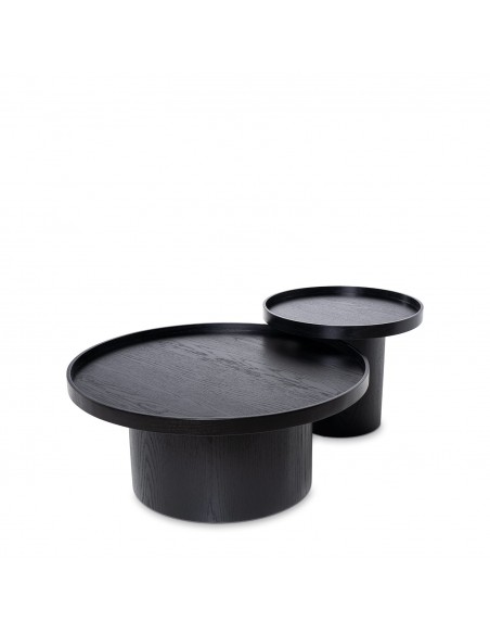 Mesa de centro redonda EDISON 80 cm. Chapa de roble negro