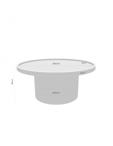Mesa de centro redonda EDISON 80 cm. Chapa de...