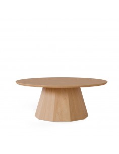 Mesa centro redonda HOMERO 80 cm. Chapada en roble