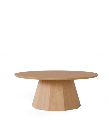 Mesa de centro redonda HOMERO 80 cm. Folheado de carvalho