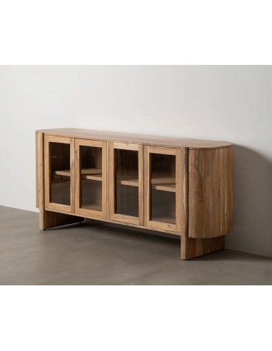 Aparador natural CREEL 180 x 80, cristal y madera de acacia