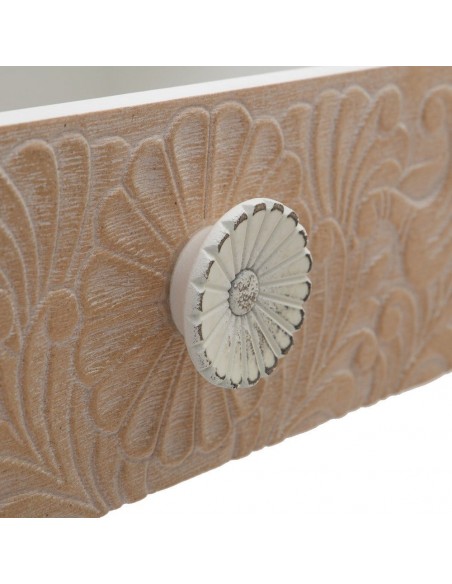 Mueble TV shabby chic KLEE 120 x 50, madera de pino natural y blanco