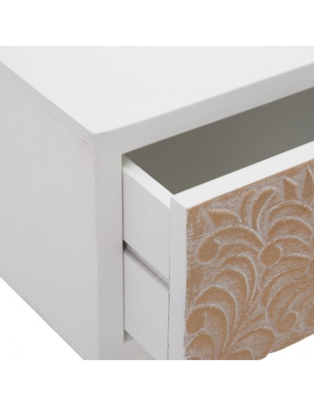 Mueble TV shabby chic KLEE 120 x 50, madera de pino natural y blanco