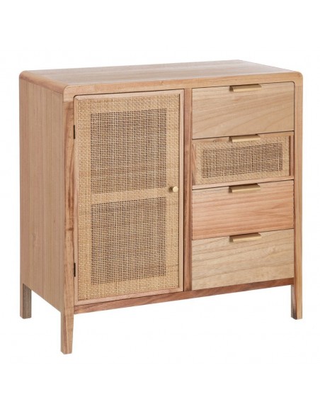 Aparador recibidor natural HONEY 80 x 82 de madera y ratan