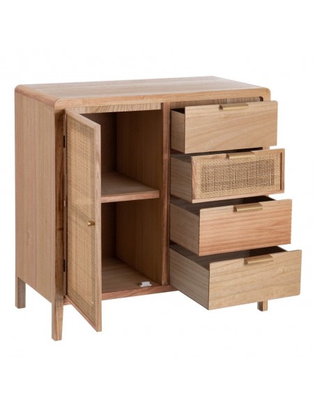 Aparador de entrada natural HONEY 80 x 82 de madera y ratan