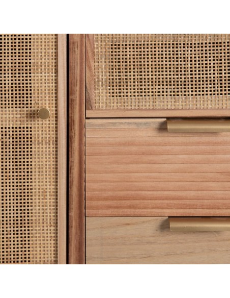 Aparador de entrada natural HONEY 80 x 82 de madera y ratan