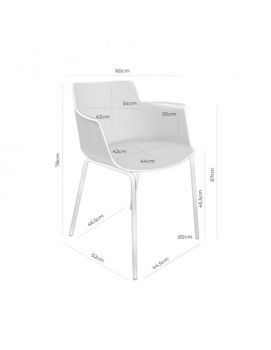 Silla con brazos DOLLY en polipropileno blanco...
