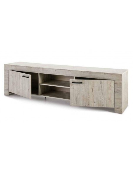 MUEBLE DE TV CONTEMPORANEO MICHIGAN 200x55, color roble envejecido blanqueado.