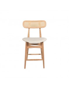 Banco colonial Dorian 65cm, madeira natural e rattan,... 2