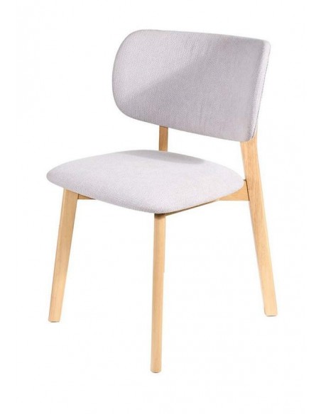 Silla de madera MAYA en fresno y tejido gris.