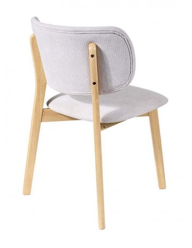 Silla de madera MAYA en fresno y tejido gris.