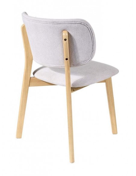 Silla de madera MAYA en fresno y tejido gris.