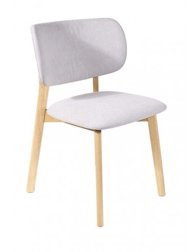 Silla de madera MAYA en fresno y tejido gris.