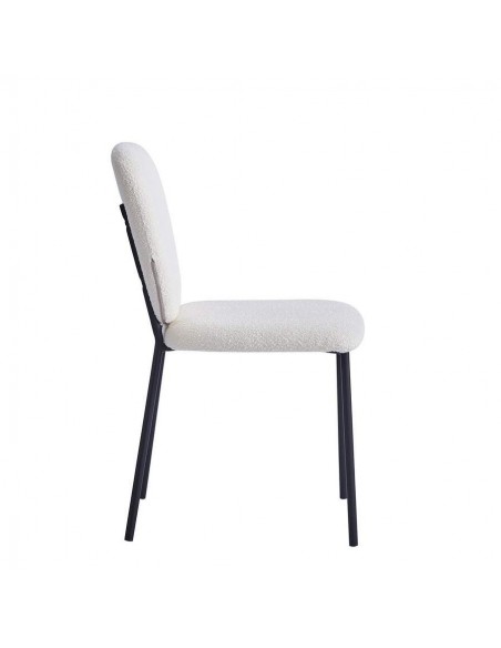 Silla BELINDA de borreguito blanco y patas de metal en negro