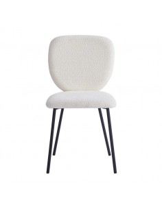 Silla BELINDA de borreguito blanco y patas de metal en negro 2