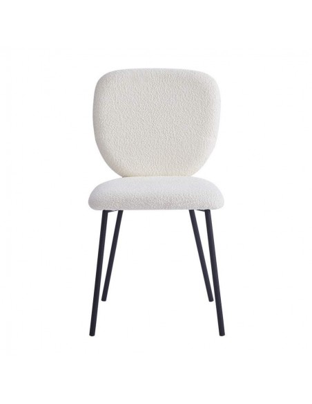 Silla BELINDA de borreguito blanco y patas de metal en negro