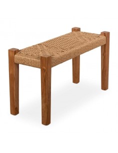 Banco rústico ZADEN 50 x 30, madera maciza natural y cuerda