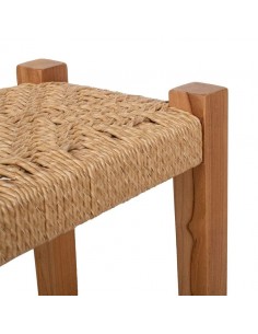 Banco rústico ZADEN 50 x 30, madera maciza natural y cuerda 2