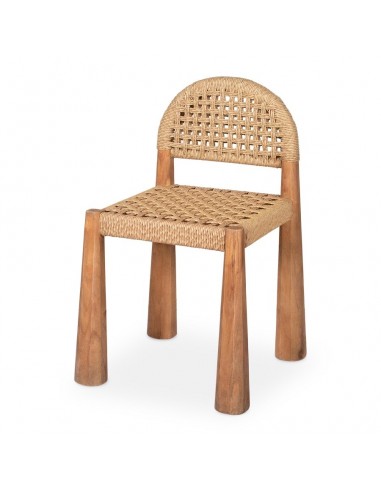 Silla rústica ZADEN, madera natural, asiento y respaldo de cuerda