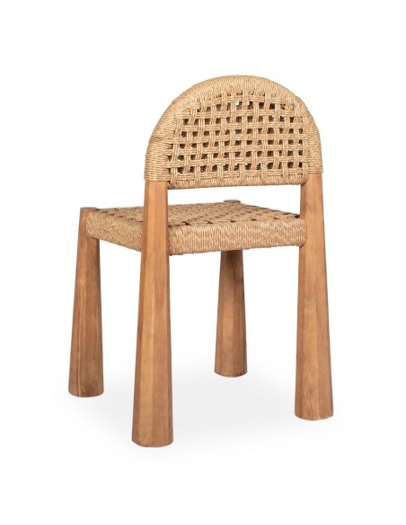 Silla rústica ZADEN, madera natural, asiento y respaldo de cuerda