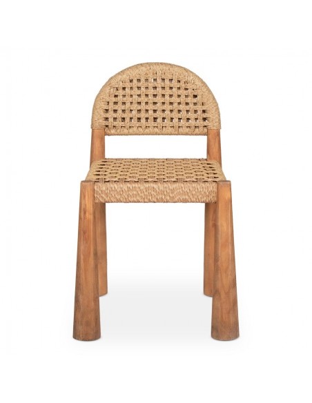 Silla rústica ZADEN, madera natural, asiento y respaldo de cuerda