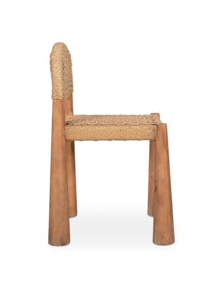 Silla rústica ZADEN, madera natural, asiento y respaldo de cuerda