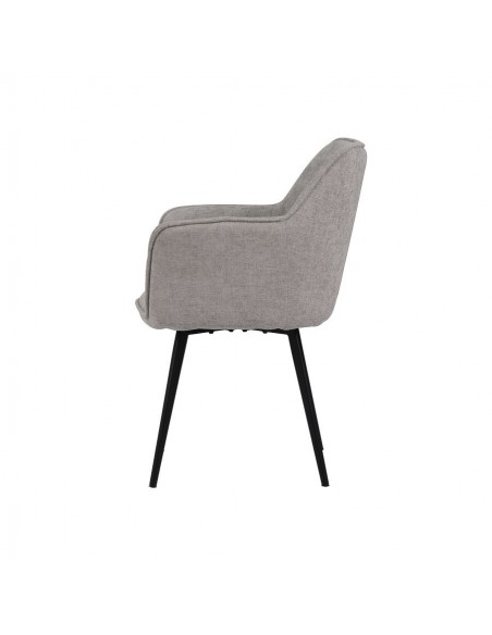 Silla con brazos MAYNA en tela y patas de acero negro