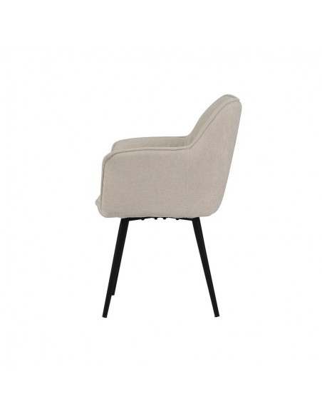 Silla con brazos MAYNA en tela y patas de acero negro