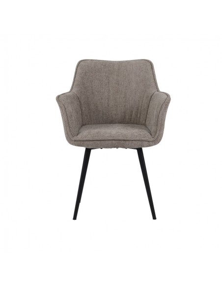 Silla con brazos MAYNA en tela y patas de acero negro